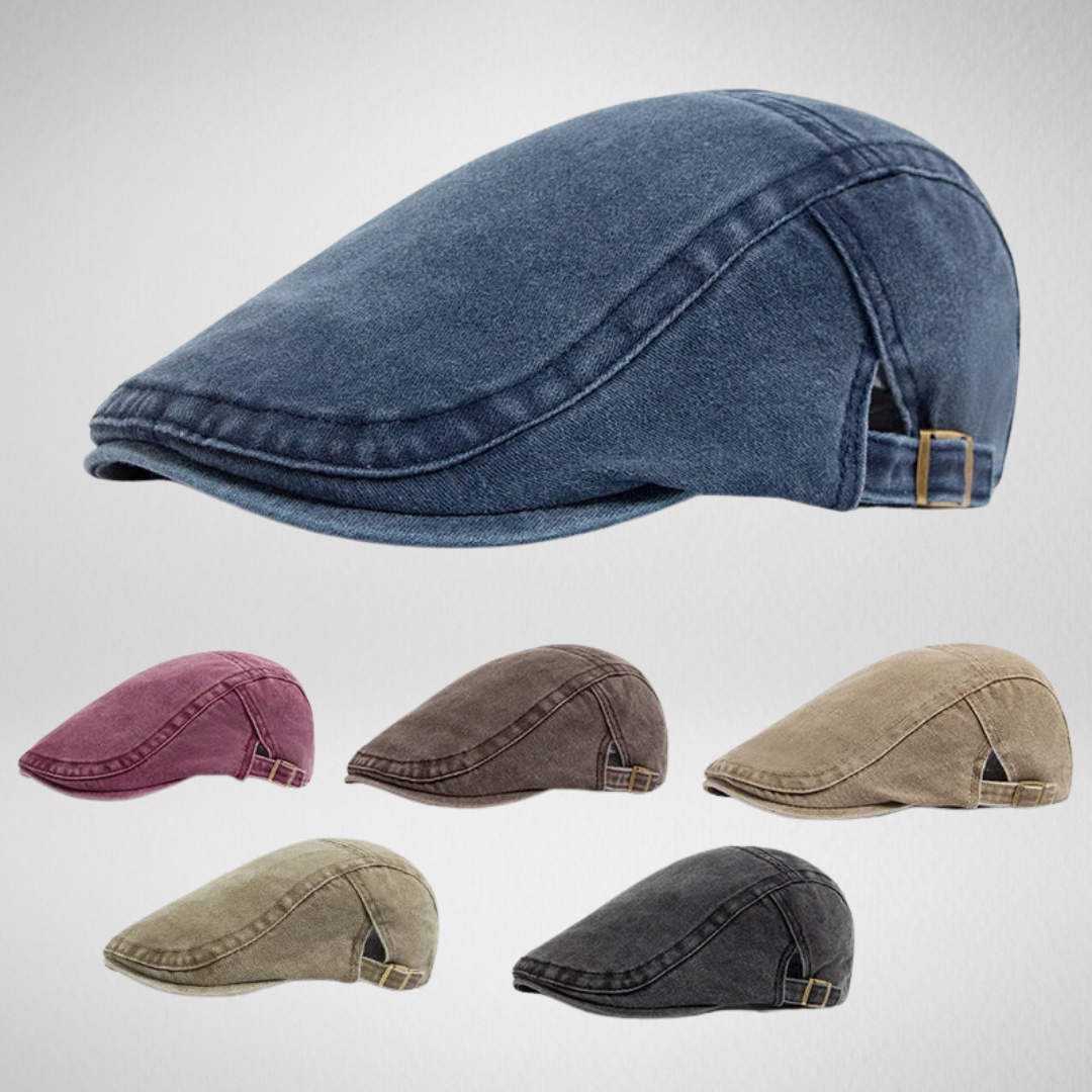 Denim Flat Cap Heren – Gatsby Stijl - Verstelbare Band