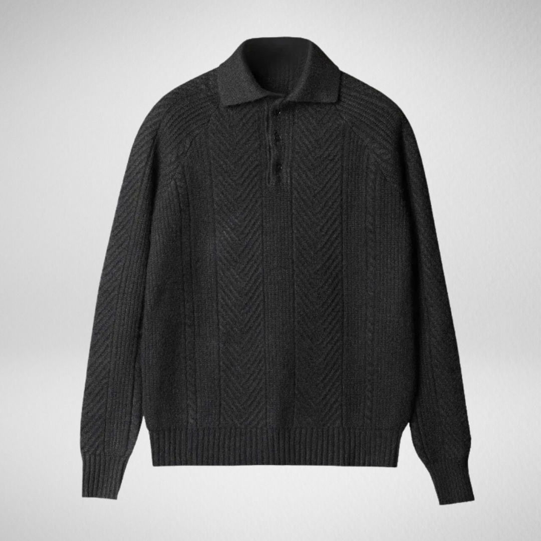 Heren Stijlvolle Polo Trui – Geribd Gebreid - Smart Casual