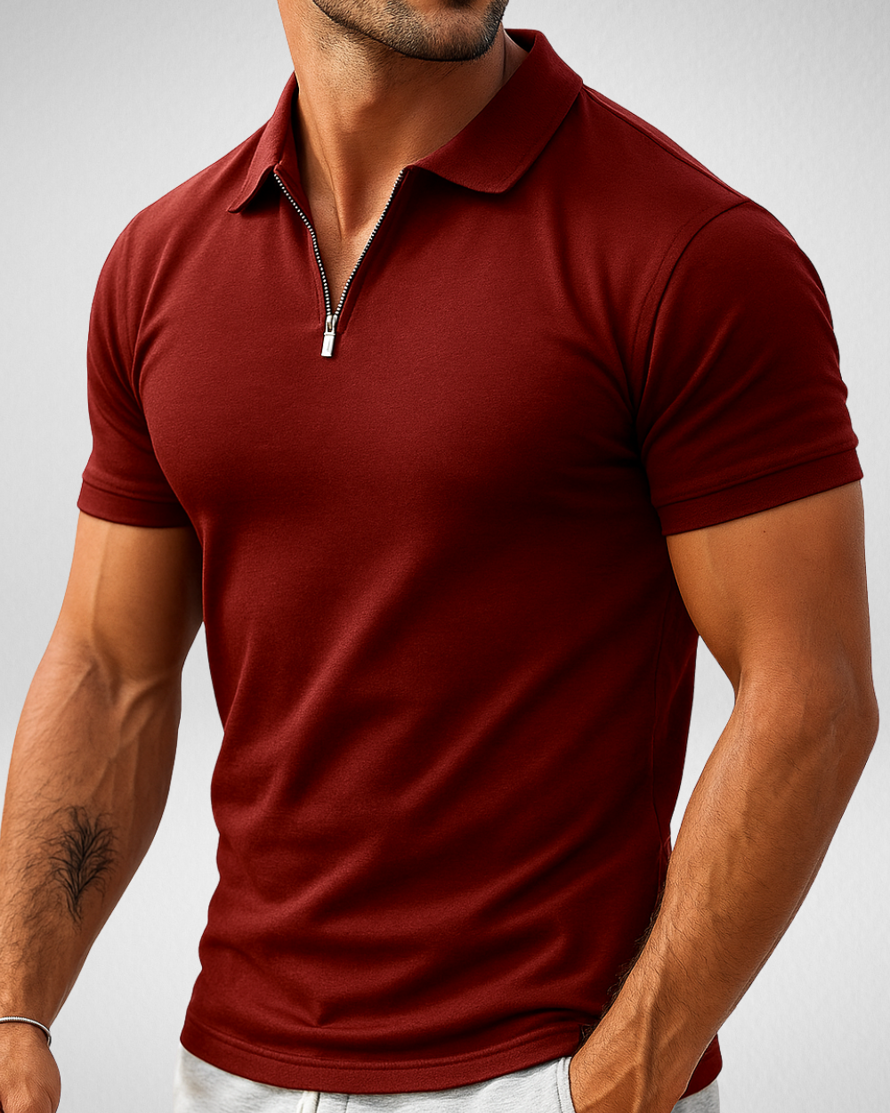 Casual Polo met Rits – Slim Fit & Stretch - Zomer