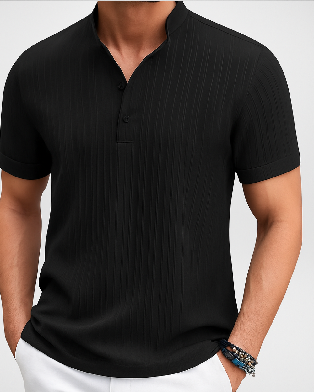 Geribde V-hals Heren T-shirt – Lichtgewicht en Ademend