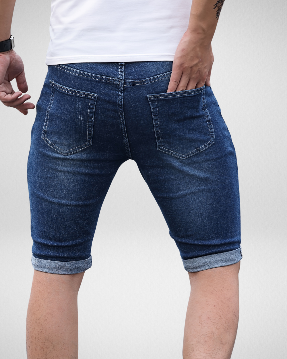 Heren Denim Shorts - Stretch - Slim Fit