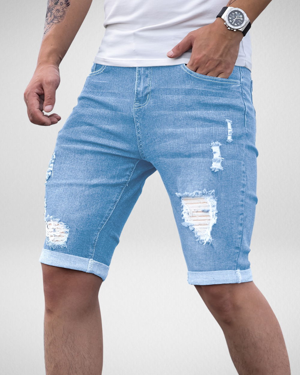 Heren Denim Shorts - Stretch - Slim Fit