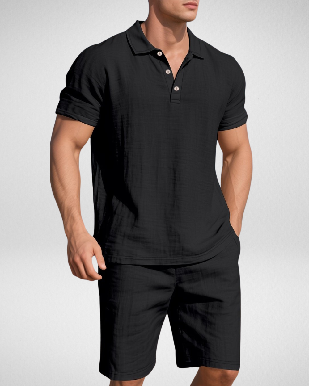Heren Zomerset – Ademend Linnenlook - Polo & Shorts