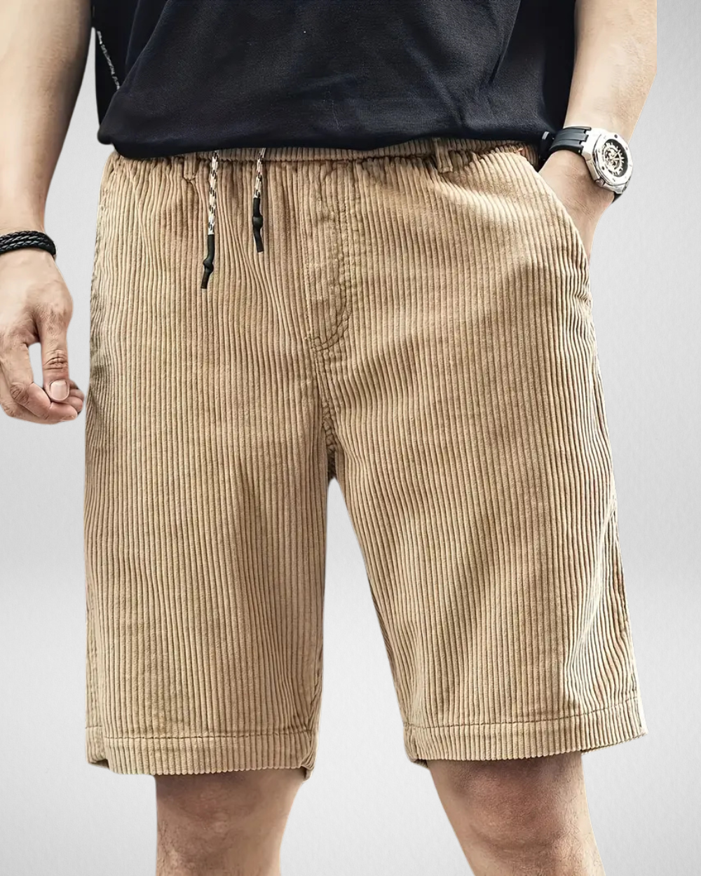 Heren Corduroy Shorts – Elastische Tailleband - Zomer
