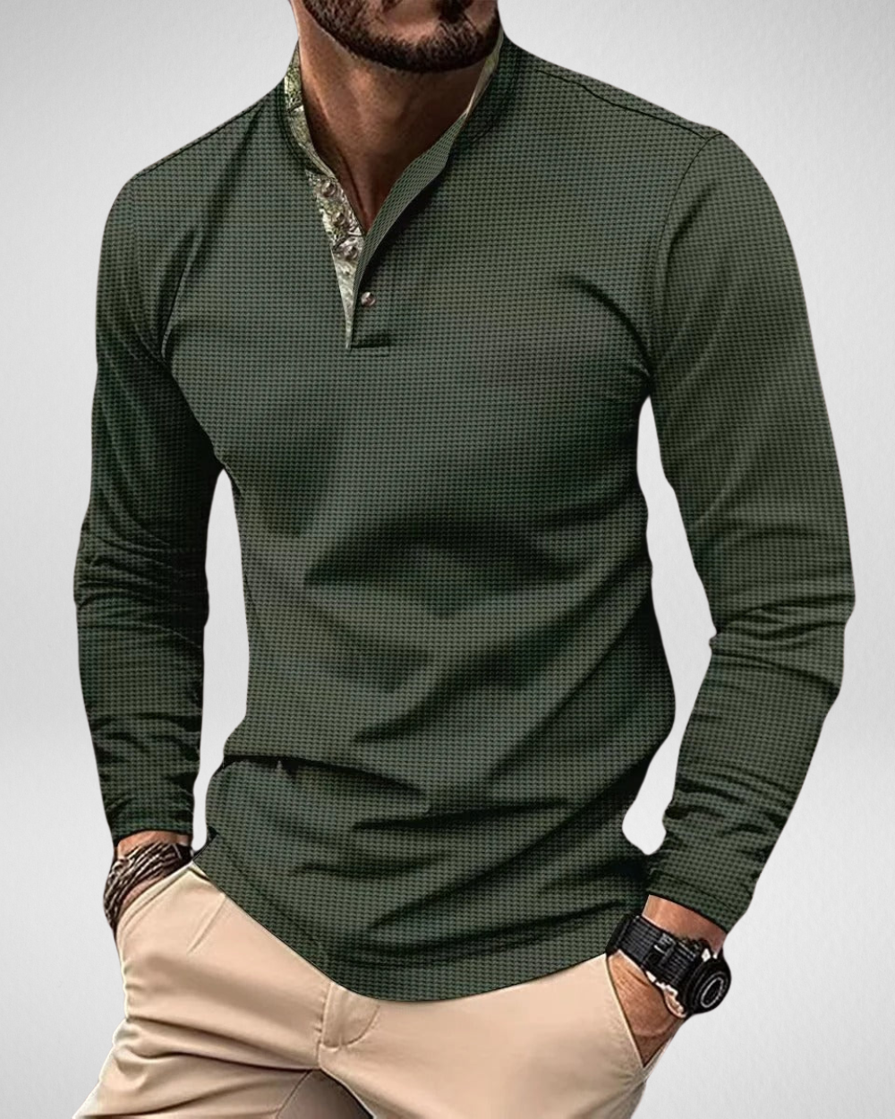 Heren Longsleeve Polo - Henley Shirt - Stijlvol