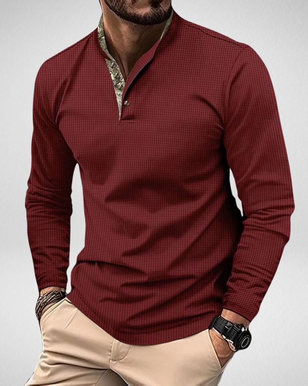 Heren Longsleeve Polo - Henley Shirt - Stijlvol