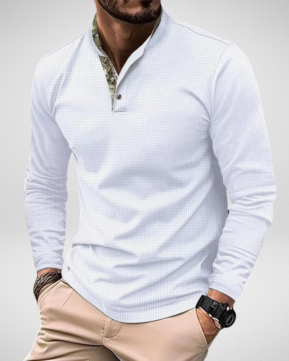 Heren Longsleeve Polo - Henley Shirt - Stijlvol