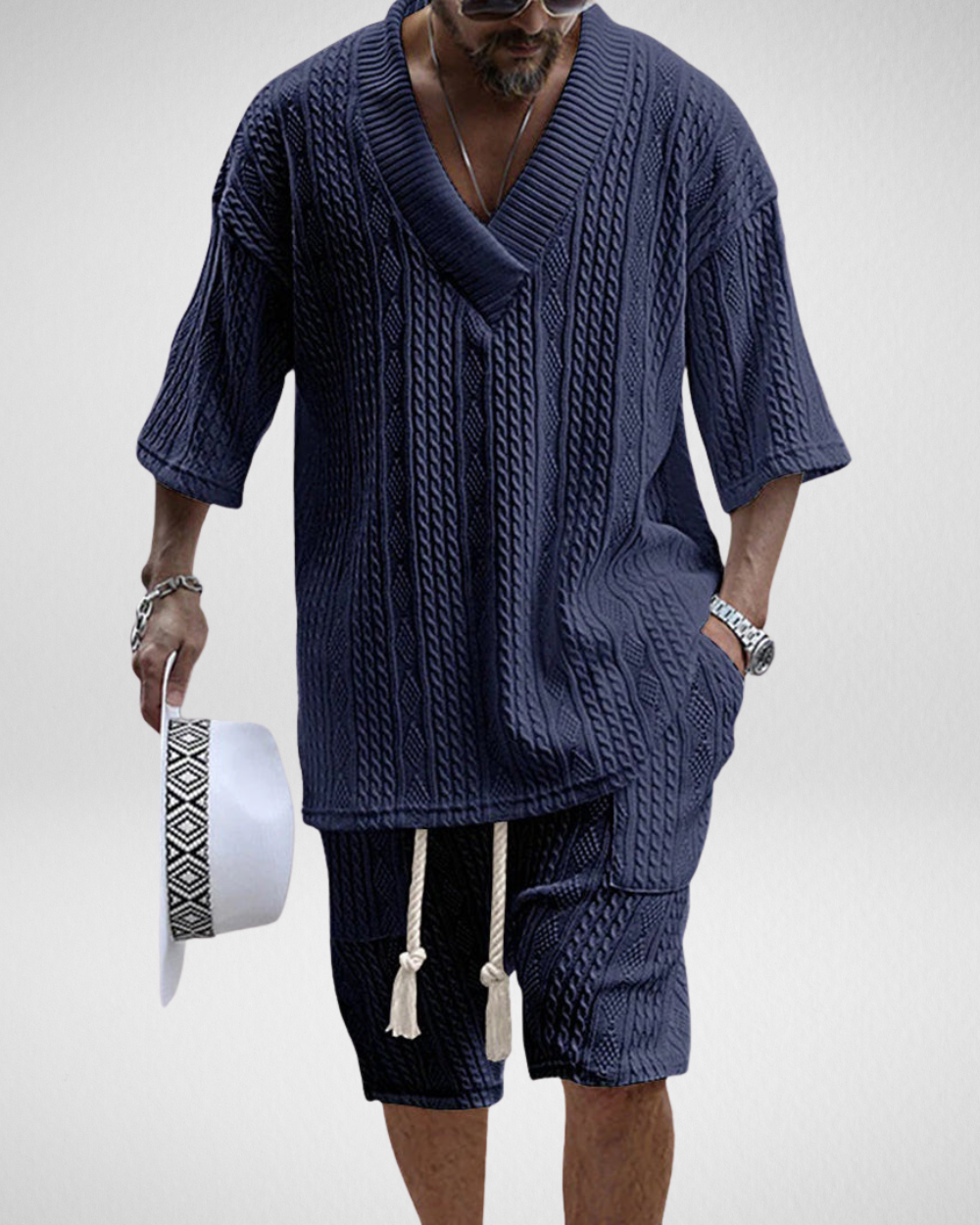 Heren Gebreide Zomerset - Korte Broek & Shirt - Strand