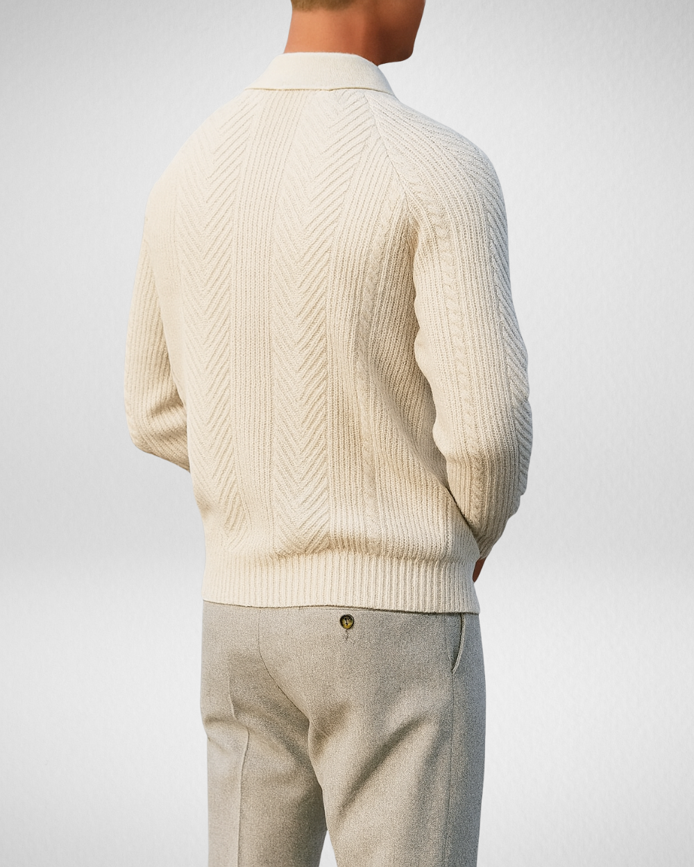 Heren Stijlvolle Polo Trui – Geribd Gebreid - Smart Casual