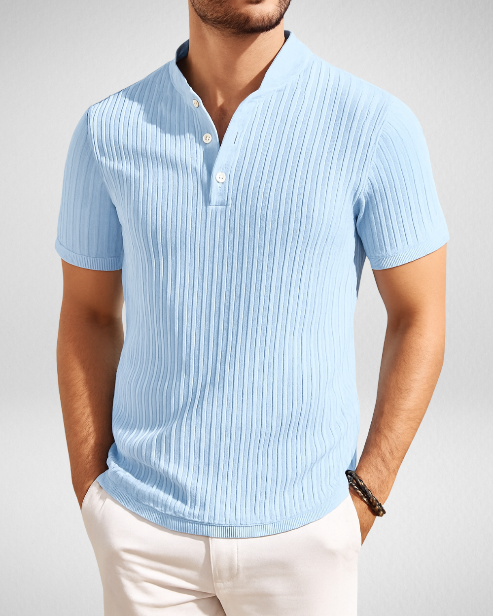 Geribde V-hals Heren T-shirt – Lichtgewicht en Ademend