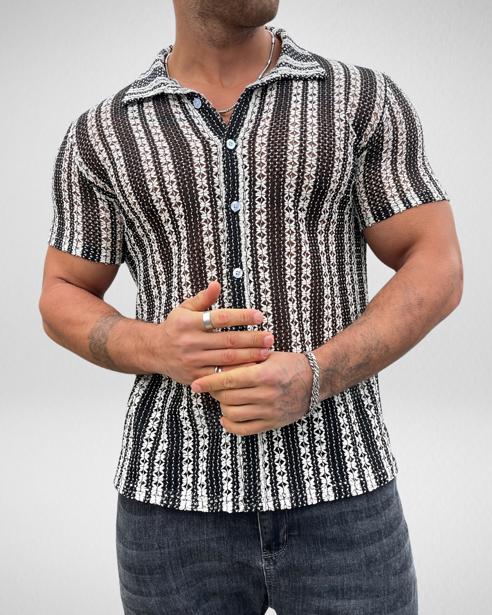 Heren Overhemd Zomer - Met Patroon - Slim-fit