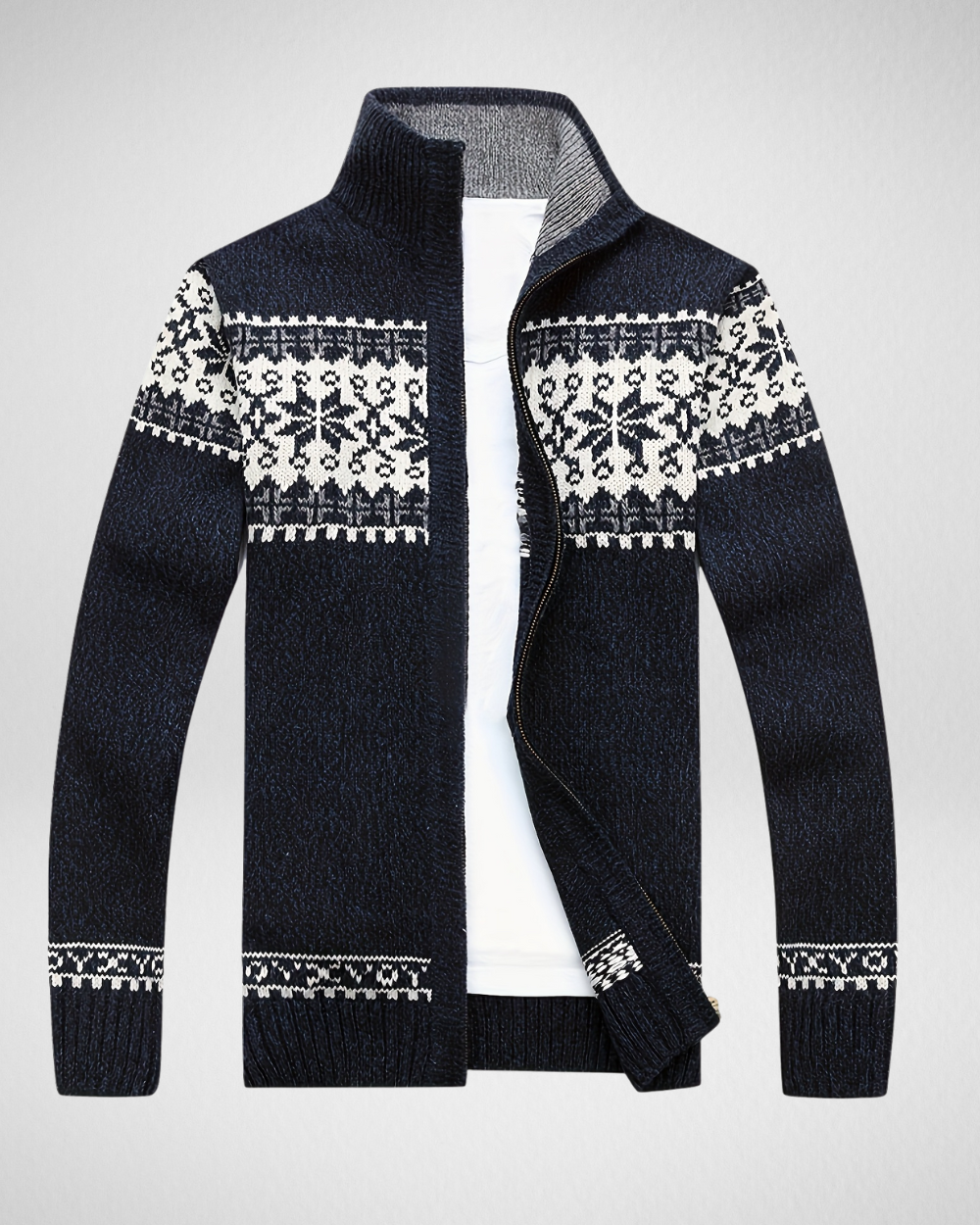 Heren Vest met Rits – Gebreid Motief – Herfst/Winter Laag