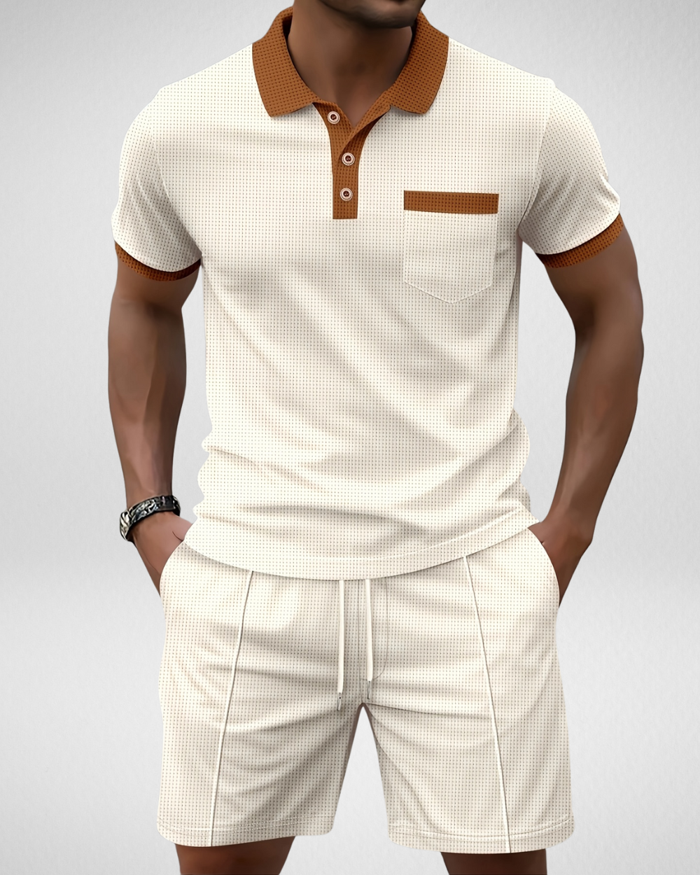 Heren Zomerset – Polo en Shorts – Contrasterende Afwerking