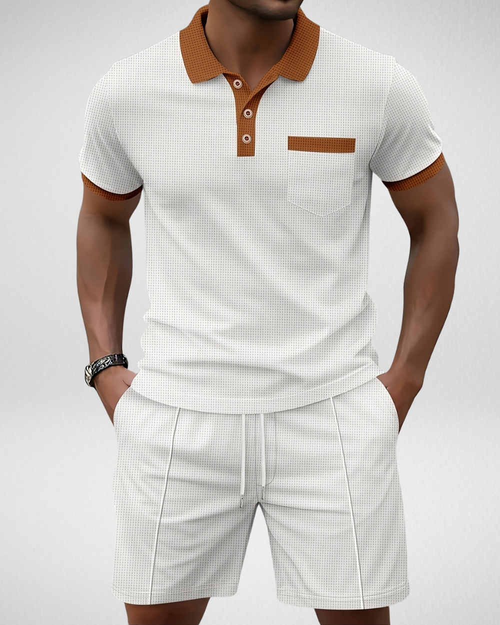 Heren Zomerset – Polo en Shorts – Contrasterende Afwerking