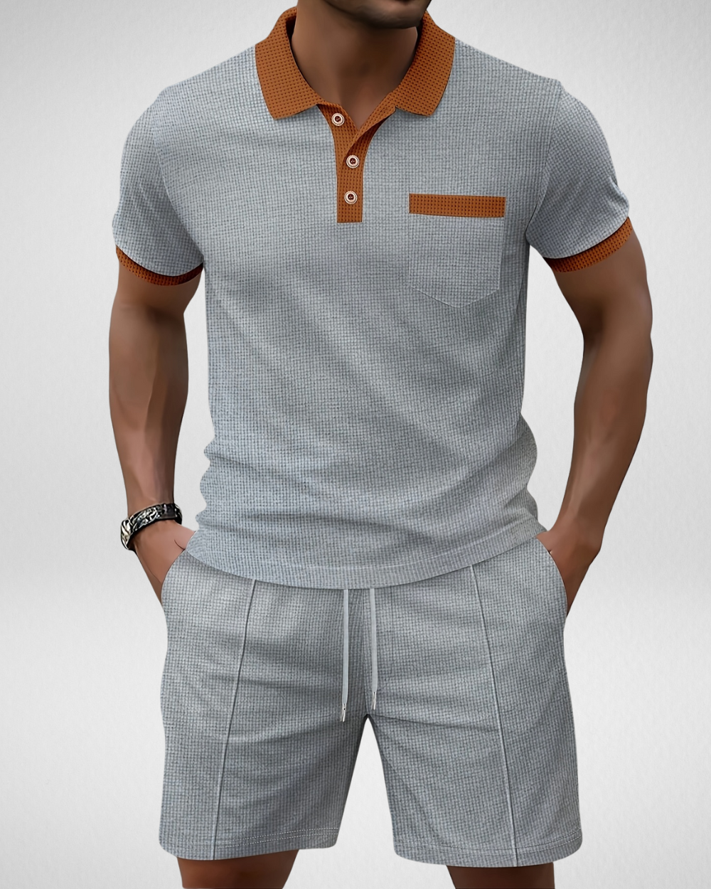 Heren Zomerset – Polo en Shorts – Contrasterende Afwerking