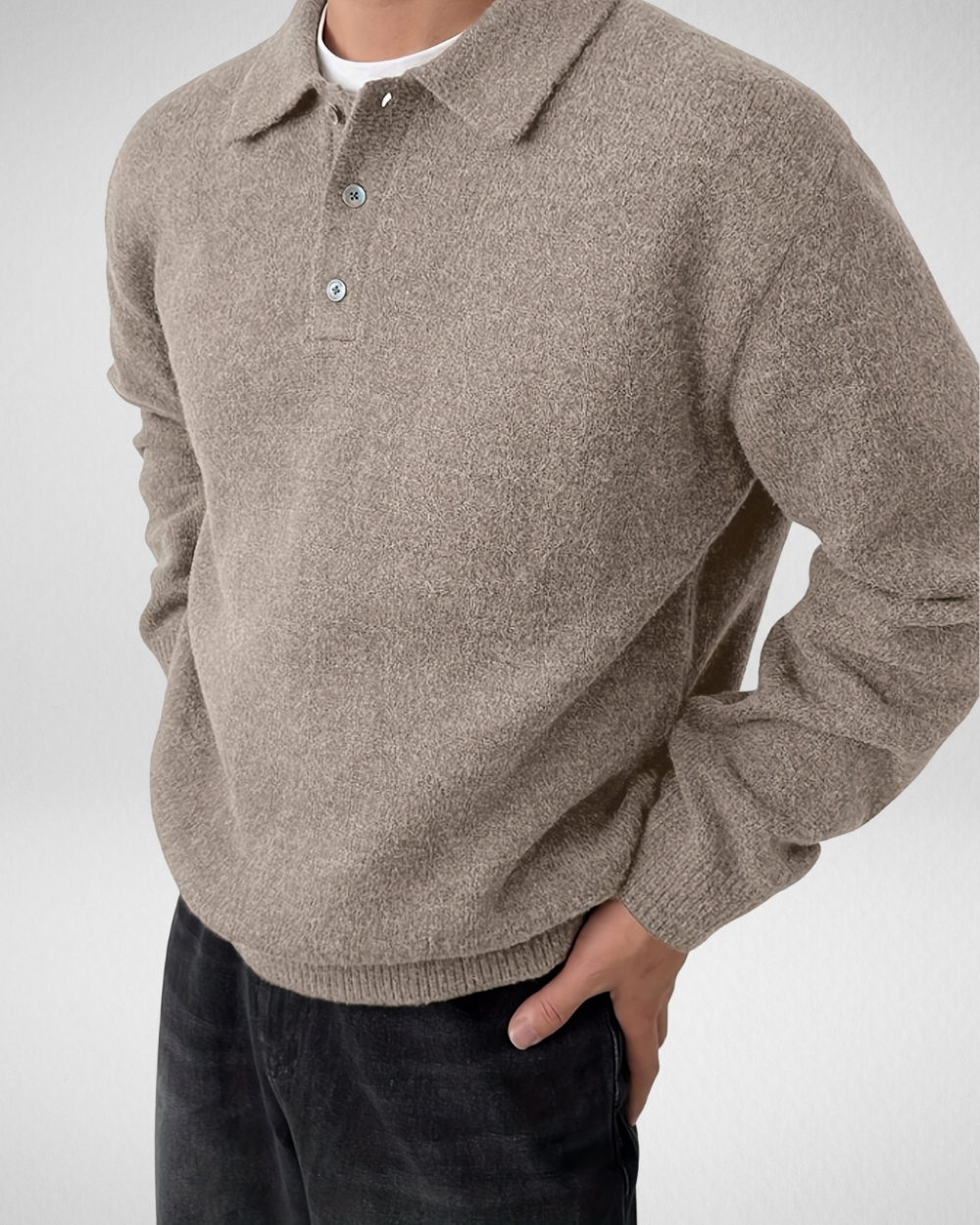 Heren Gebreide Polo Trui – Knoopsluiting – Herfst/Winter