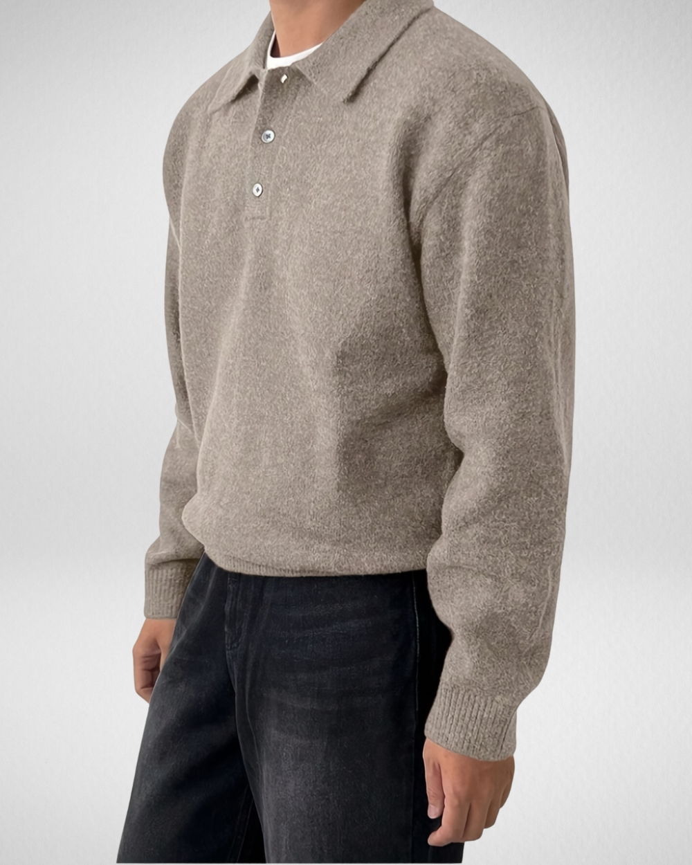 Heren Gebreide Polo Trui – Knoopsluiting – Herfst/Winter