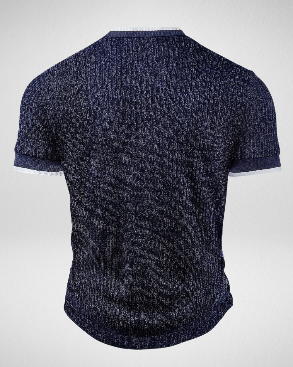 Heren Gebreide Knoop T-shirt – Contrasterende Boord – Zomer Casual