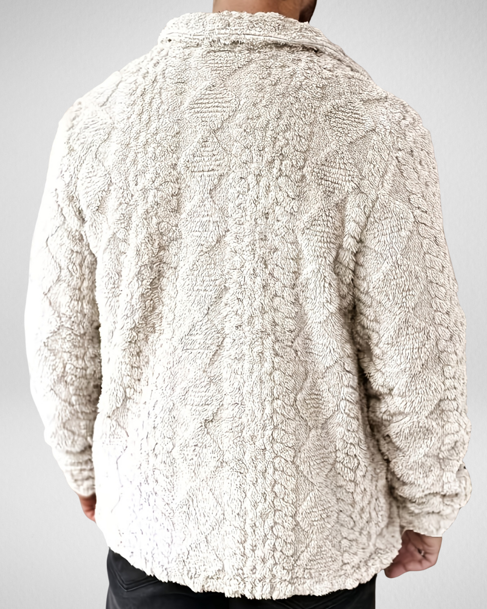 Heren teddy jas met knopen – Zachte fleece – Herfst/Winter