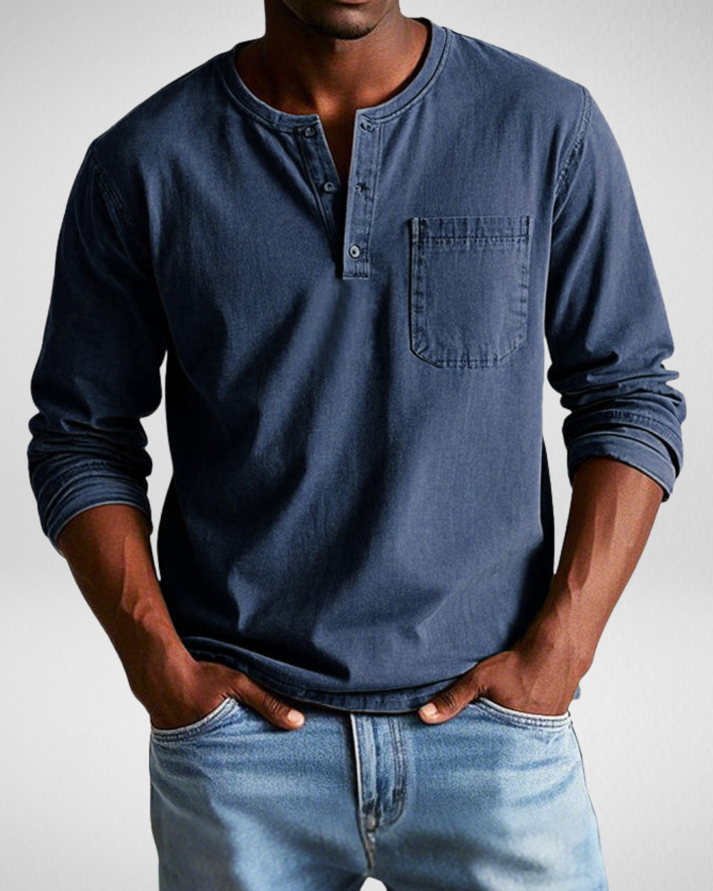 Heren Henley Shirt met Lange Mouw – Zacht – Casual
