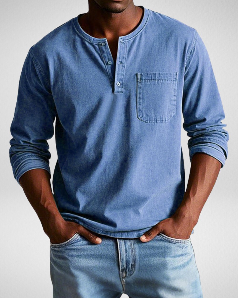 Heren Henley Shirt met Lange Mouw – Zacht – Casual