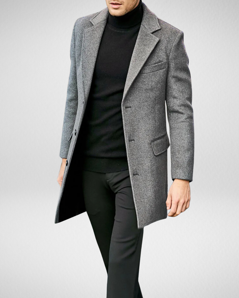 Heren Lange Wintermantel – Klassiek Design – Zakelijk