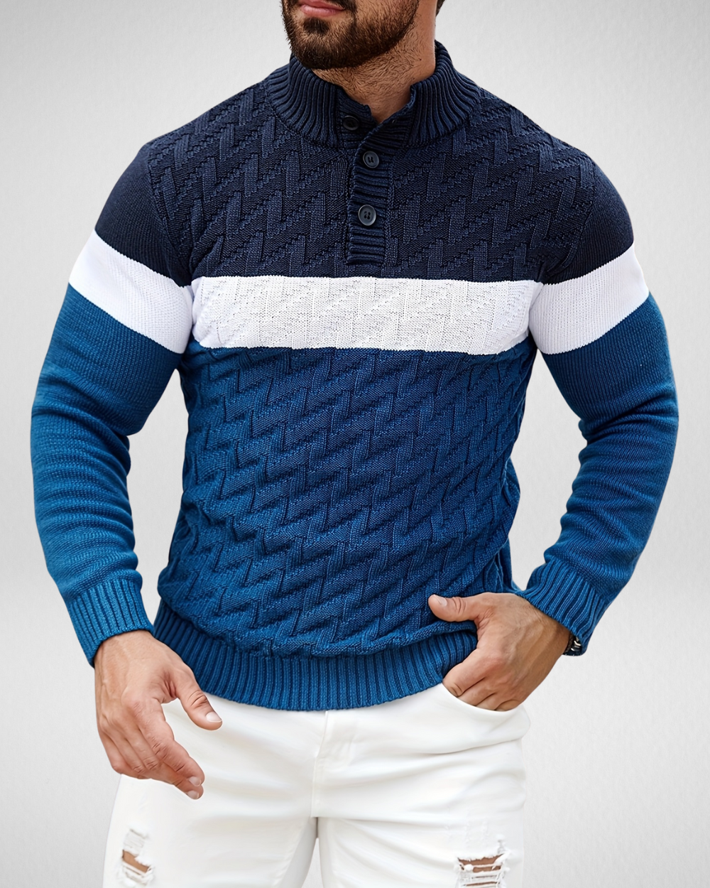 Heren Trui – Geometrisch Breipatroon – Casual Herfst & Winter
