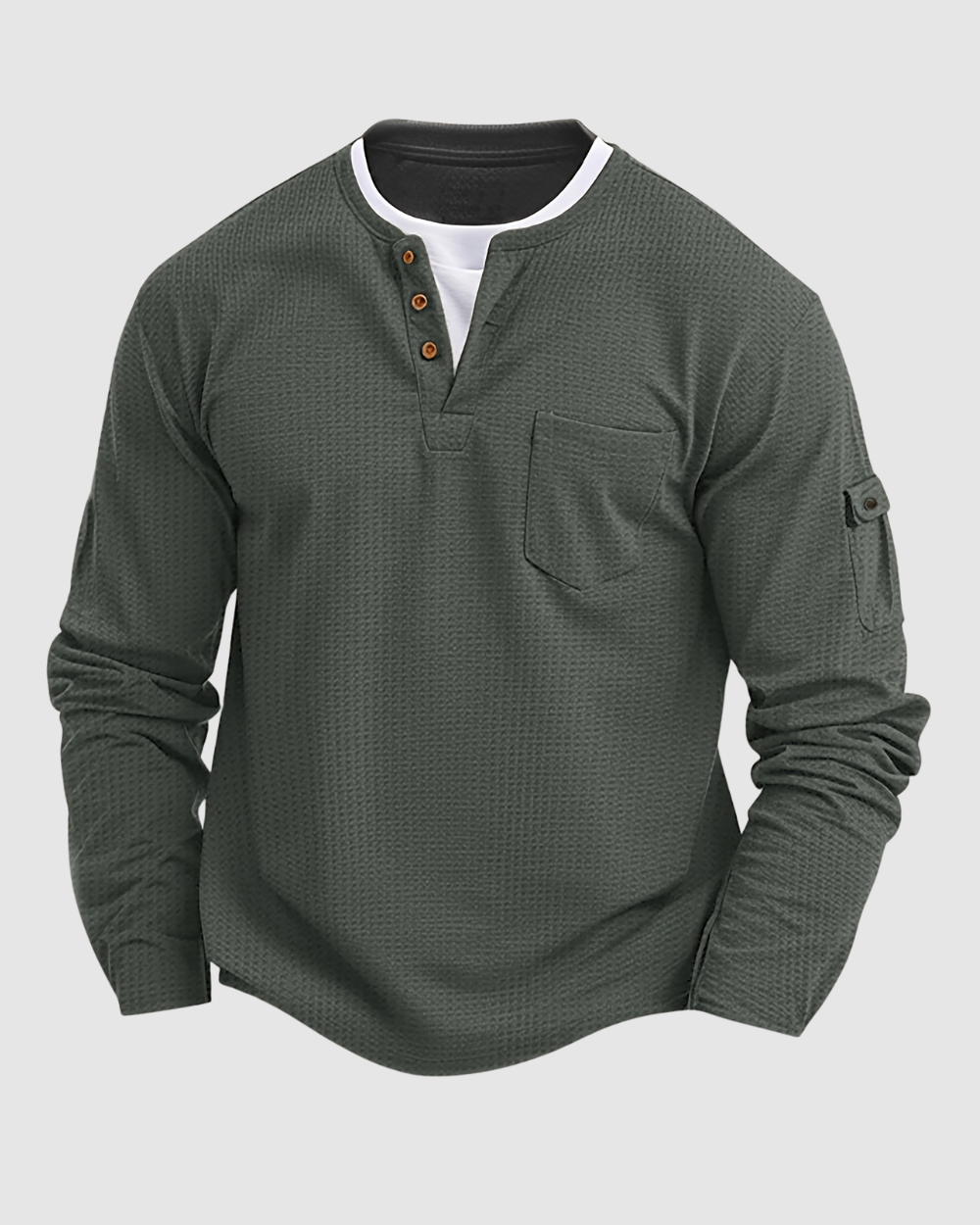 Heren Henley Shirt – Knoopsluiting – Lange Mouwen