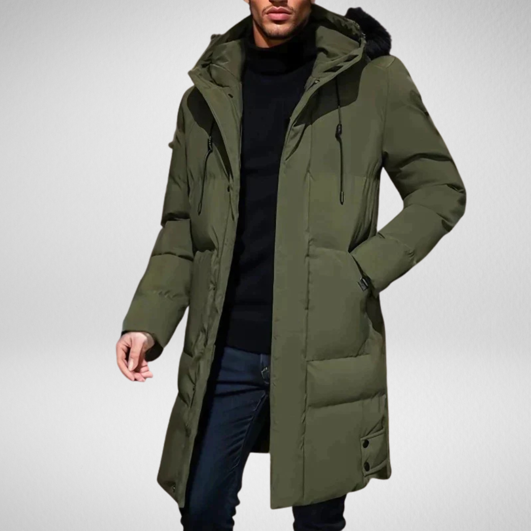 Heren Lange Winterjas – Warm & Stijlvol - Gewatteerd