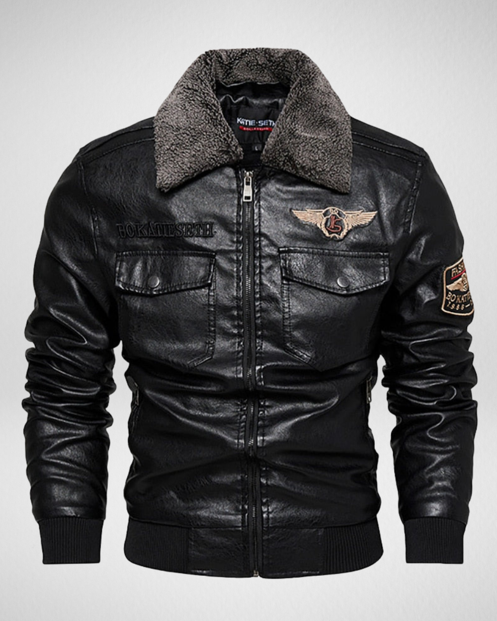 Heren PE Leren Jas – Pilotenstijl – Warme Kraag – Herfst/Winter