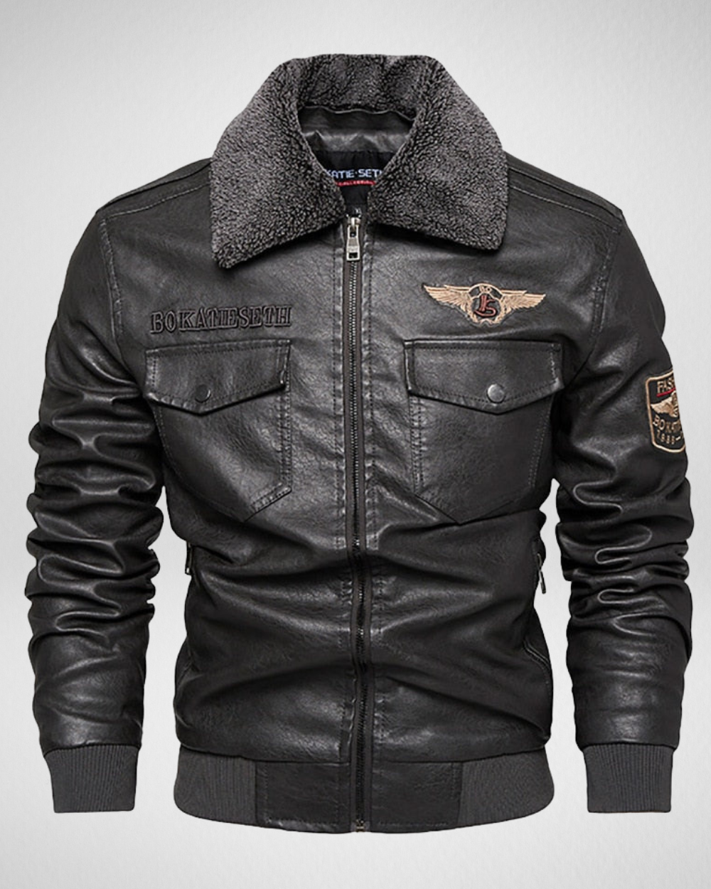 Heren PE Leren Jas – Pilotenstijl – Warme Kraag – Herfst/Winter
