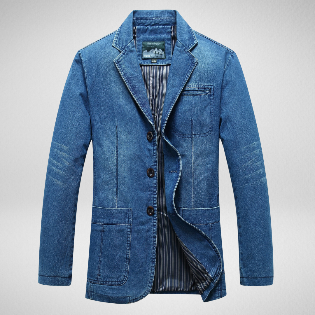 Heren Denim Blazer – Enkele Rij Knopen – Herfst