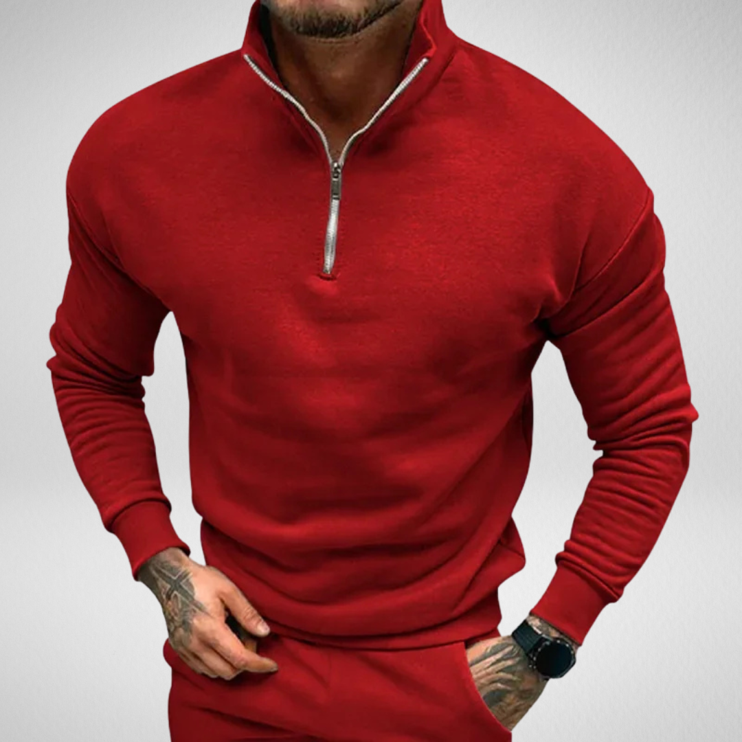 Heren Sweater – Stijlvolle Half-Zip met Opstaande Kraag