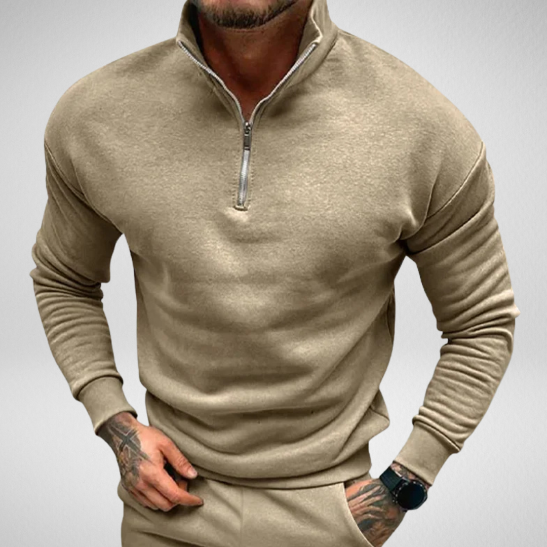 Heren Sweater – Stijlvolle Half-Zip met Opstaande Kraag