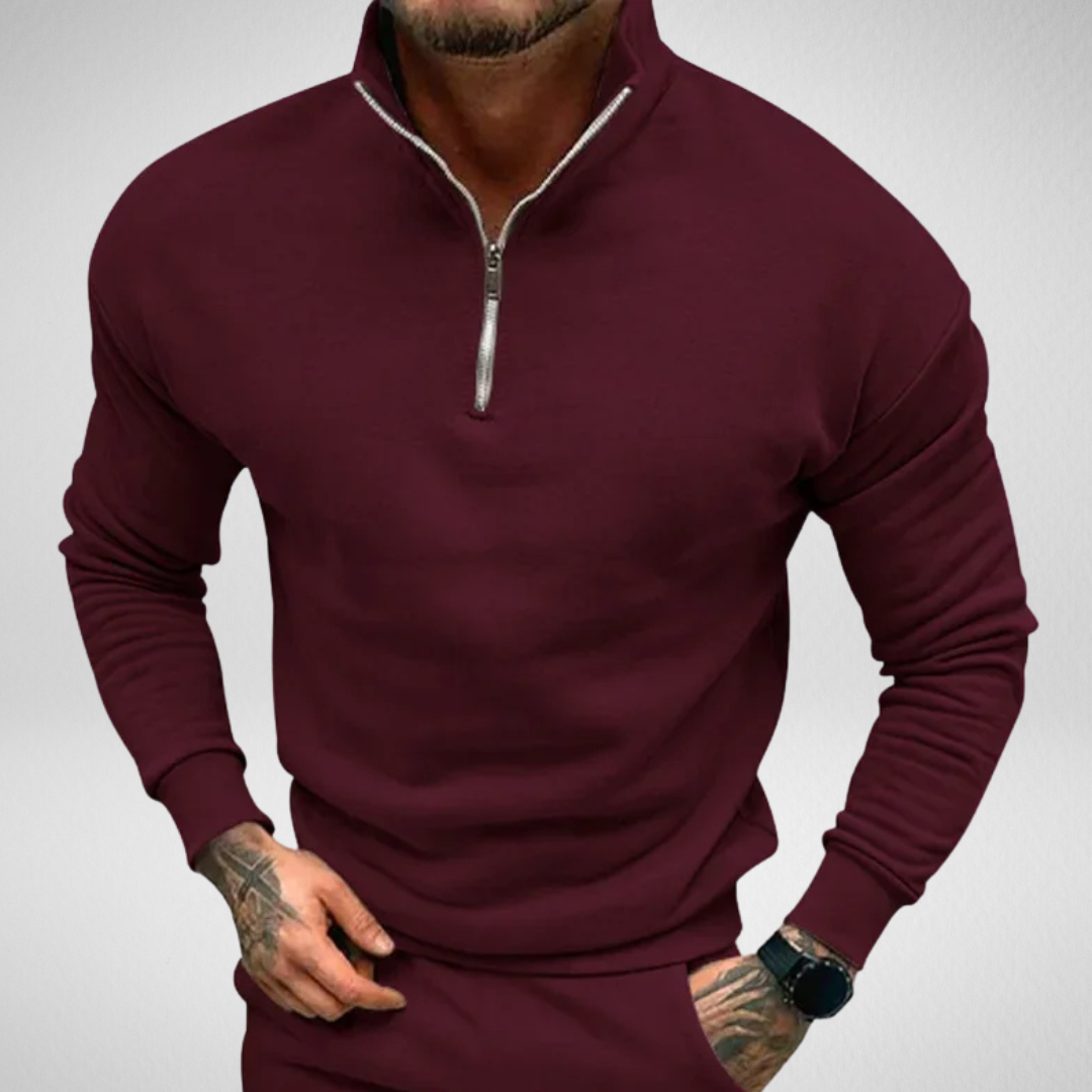 Heren Sweater – Stijlvolle Half-Zip met Opstaande Kraag