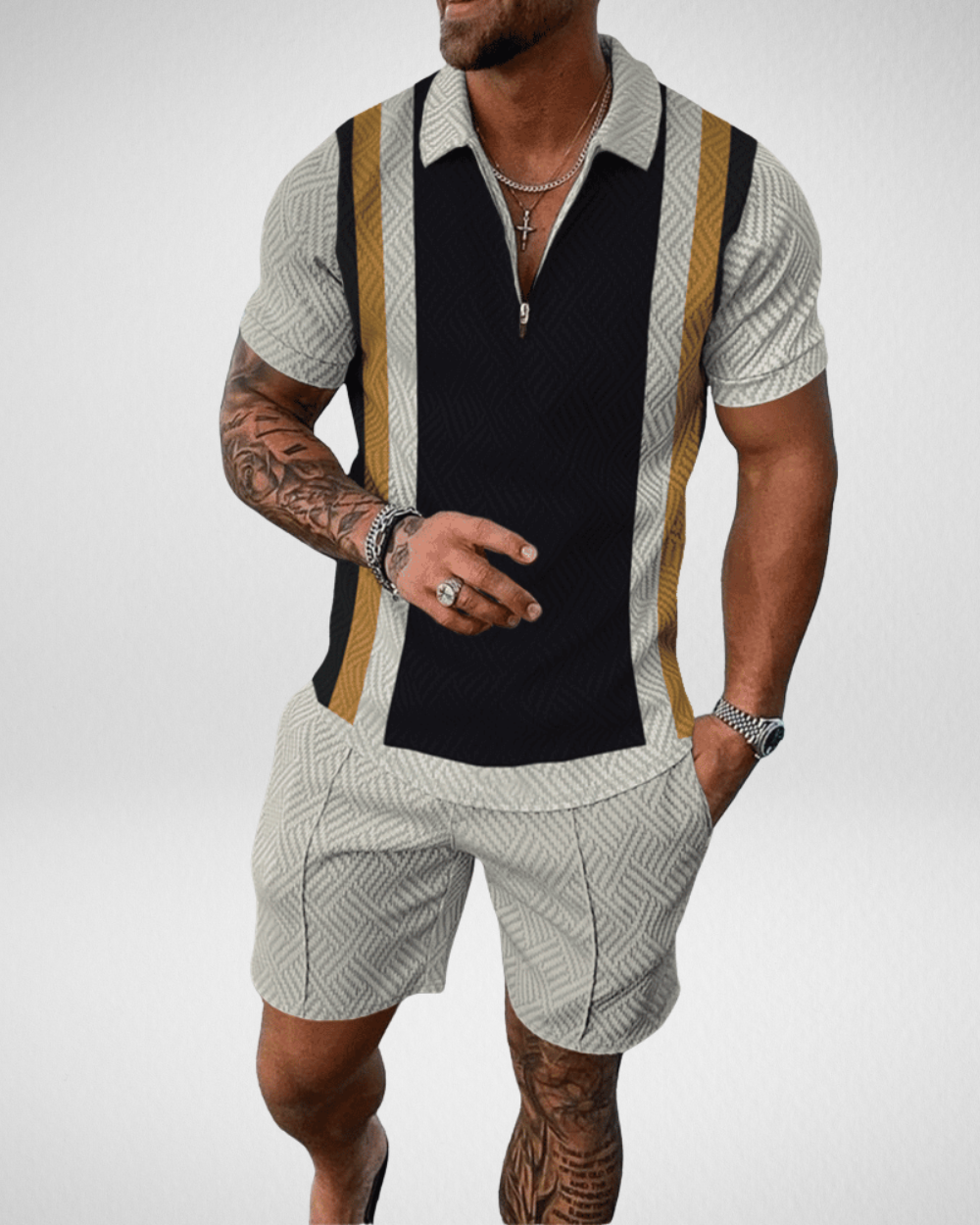 Heren Zomerset – Gebreide Polo met Rits – Casual Outfit