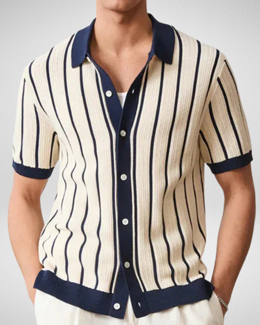 Gebreide Polo – Verticale Strepen – Zomerse Casual Stijl