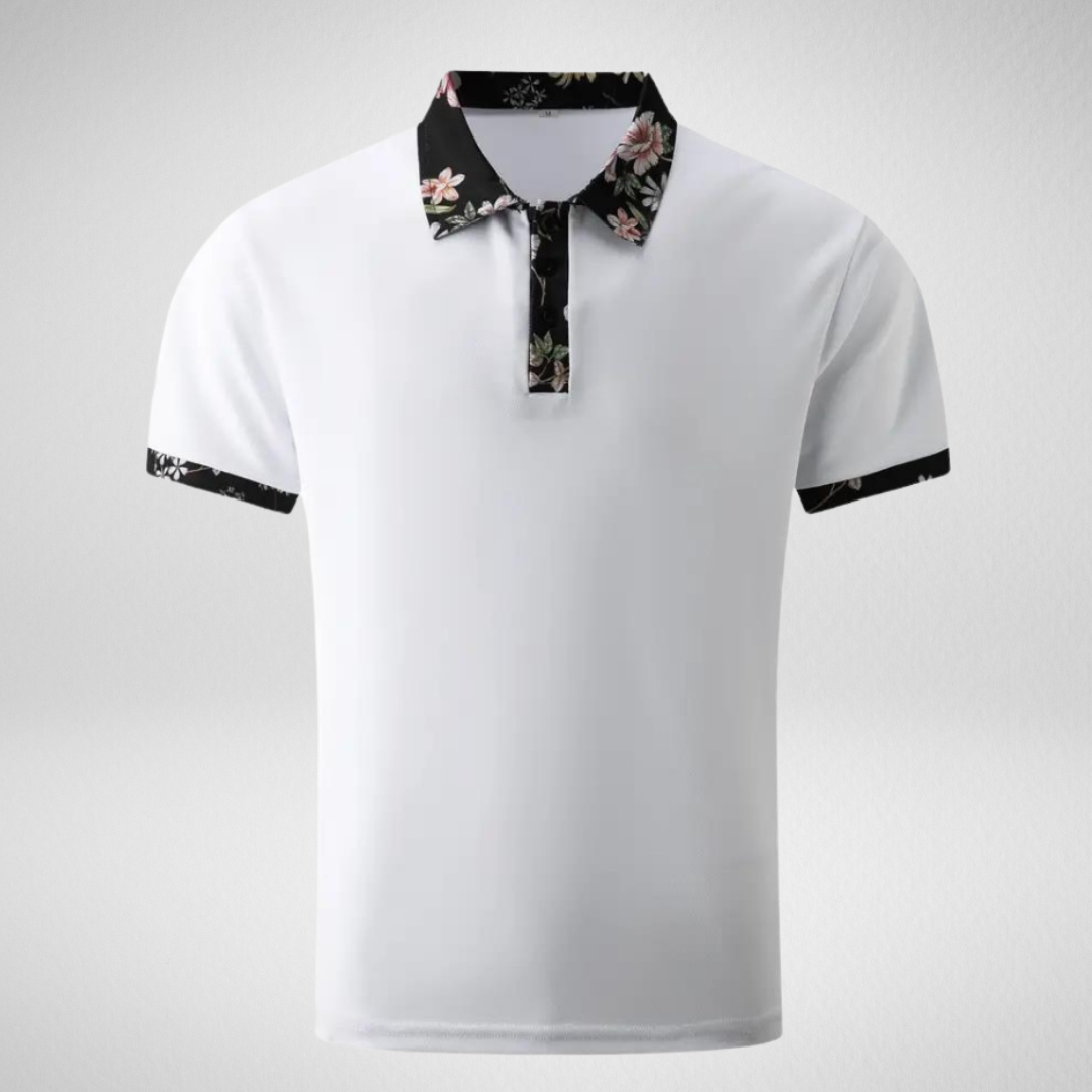 Heren Zomer Polo – Bloemenprint Kraag – Korte Mouw