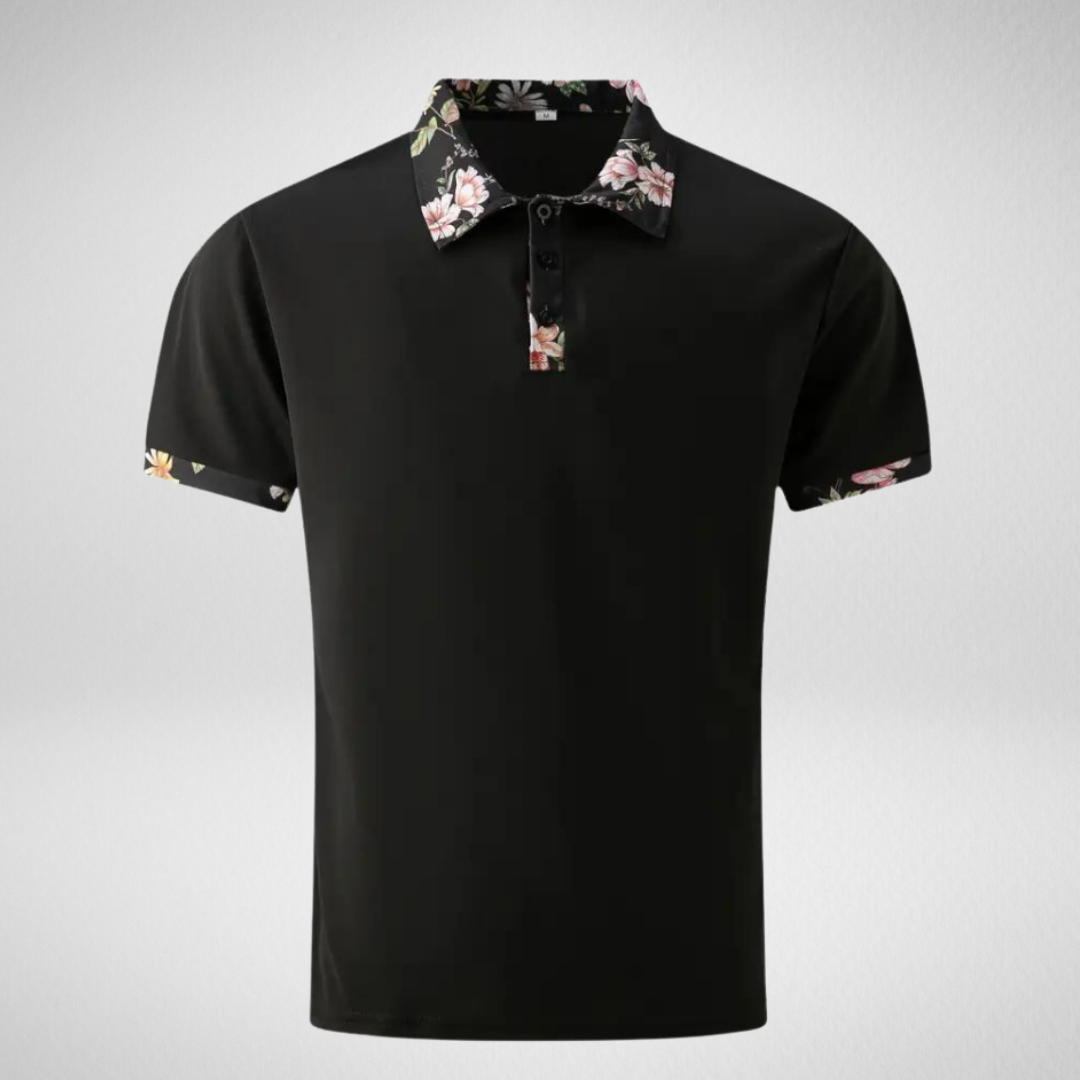 Heren Zomer Polo – Bloemenprint Kraag – Korte Mouw