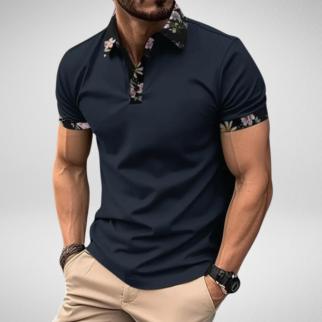 Heren Zomer Polo – Bloemenprint Kraag – Korte Mouw