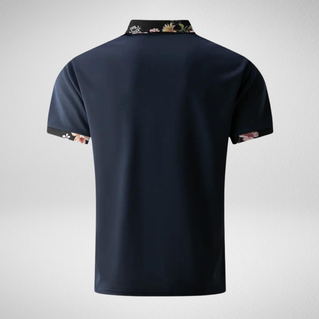 Heren Zomer Polo – Bloemenprint Kraag – Korte Mouw