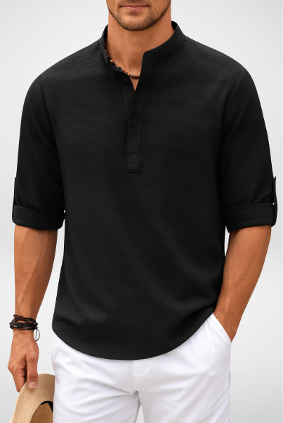 Heren Overhemd Henley - Luchtig - Zomer Essentials