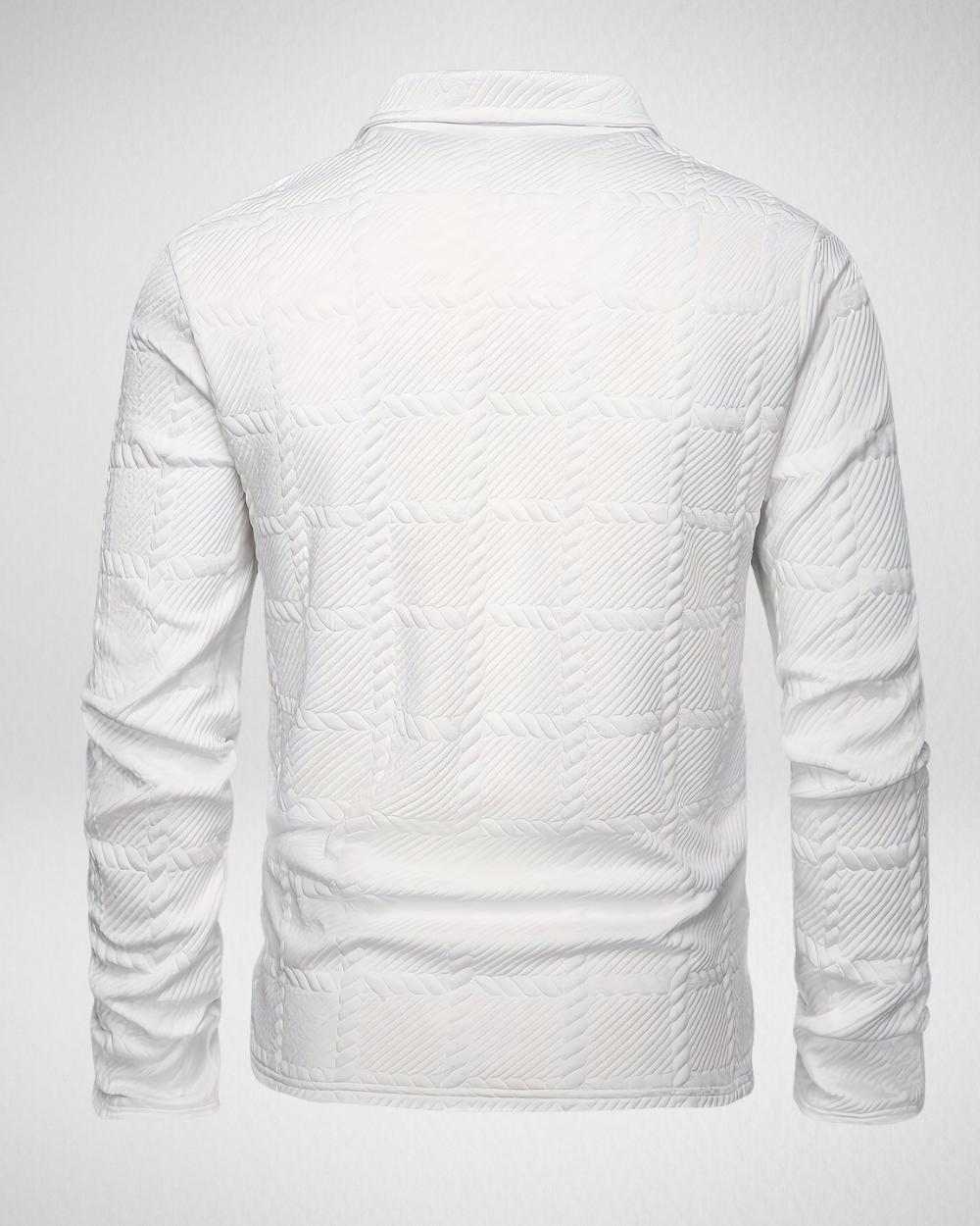 Heren Polo Lange Mouw – Geweven Textuur – Luxe Look