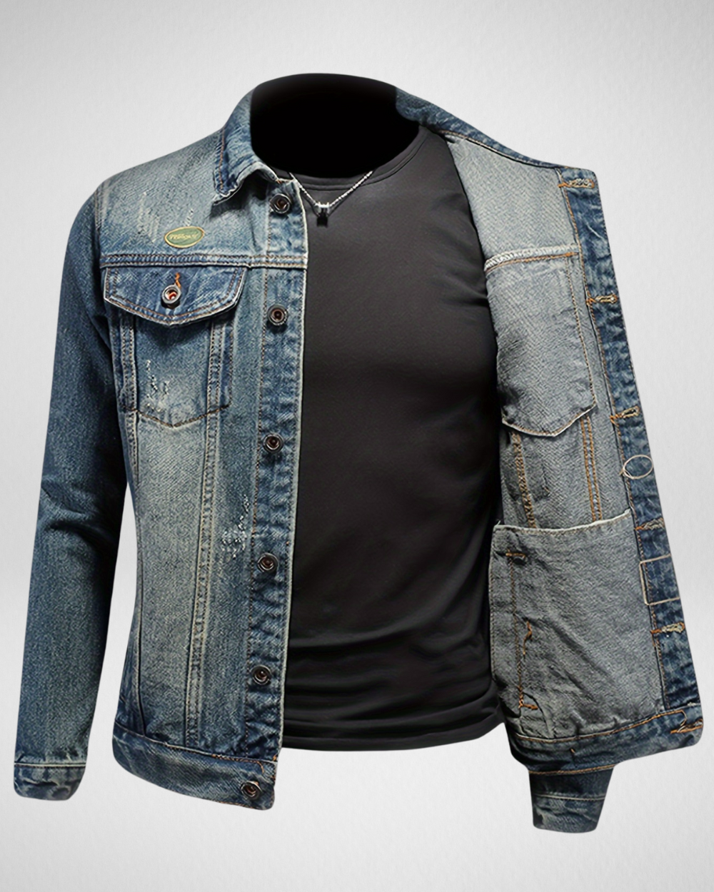 Heren Spijkerjack met Details – Demin Look
