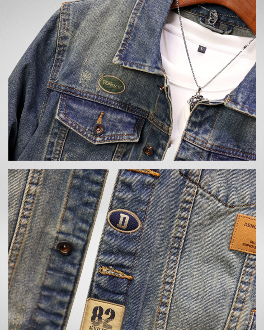 Heren Spijkerjack met Details – Demin Look
