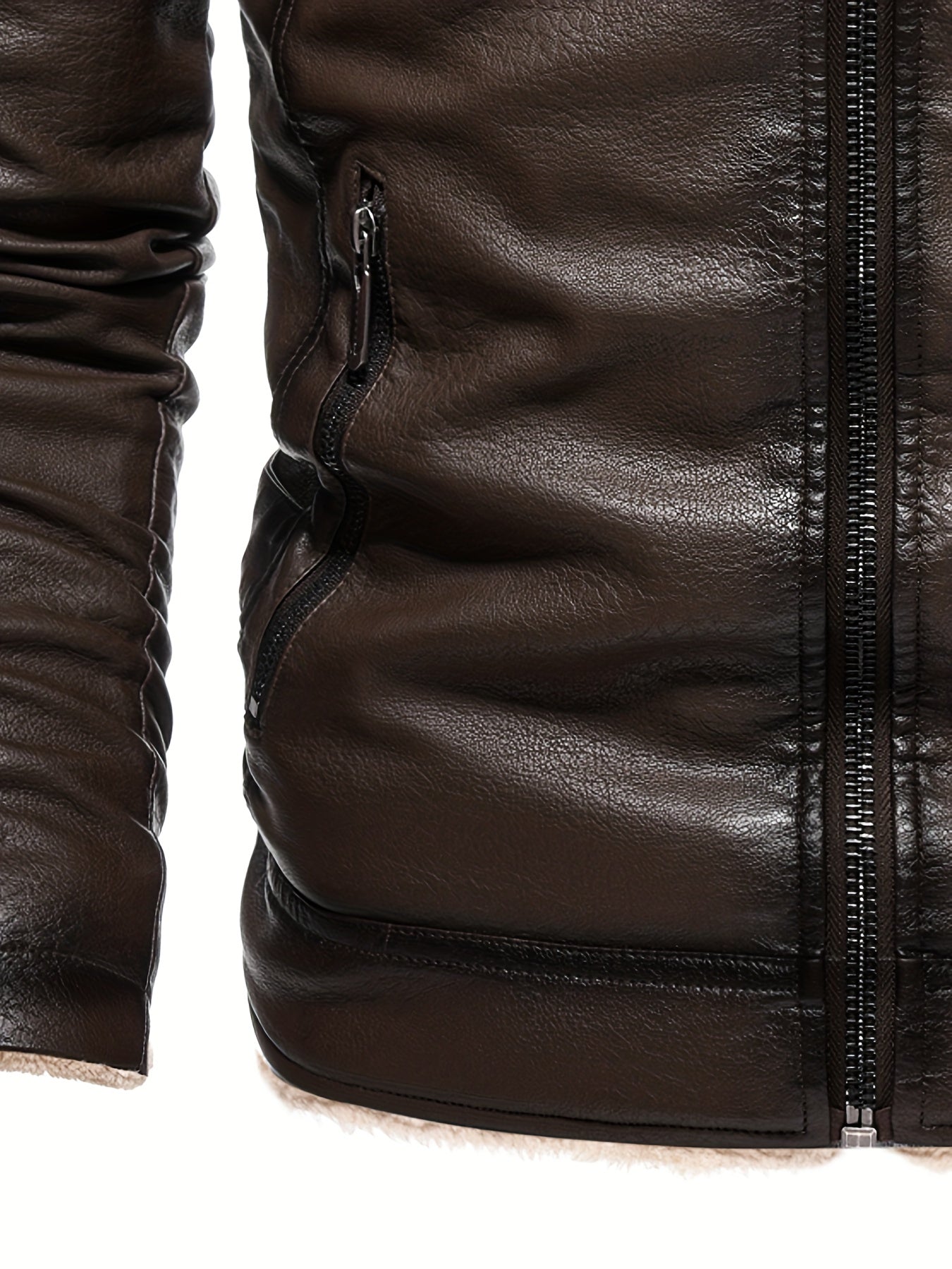Heren PU Jas met Bontvoering – Ritsluiting – Vintage Stijl
