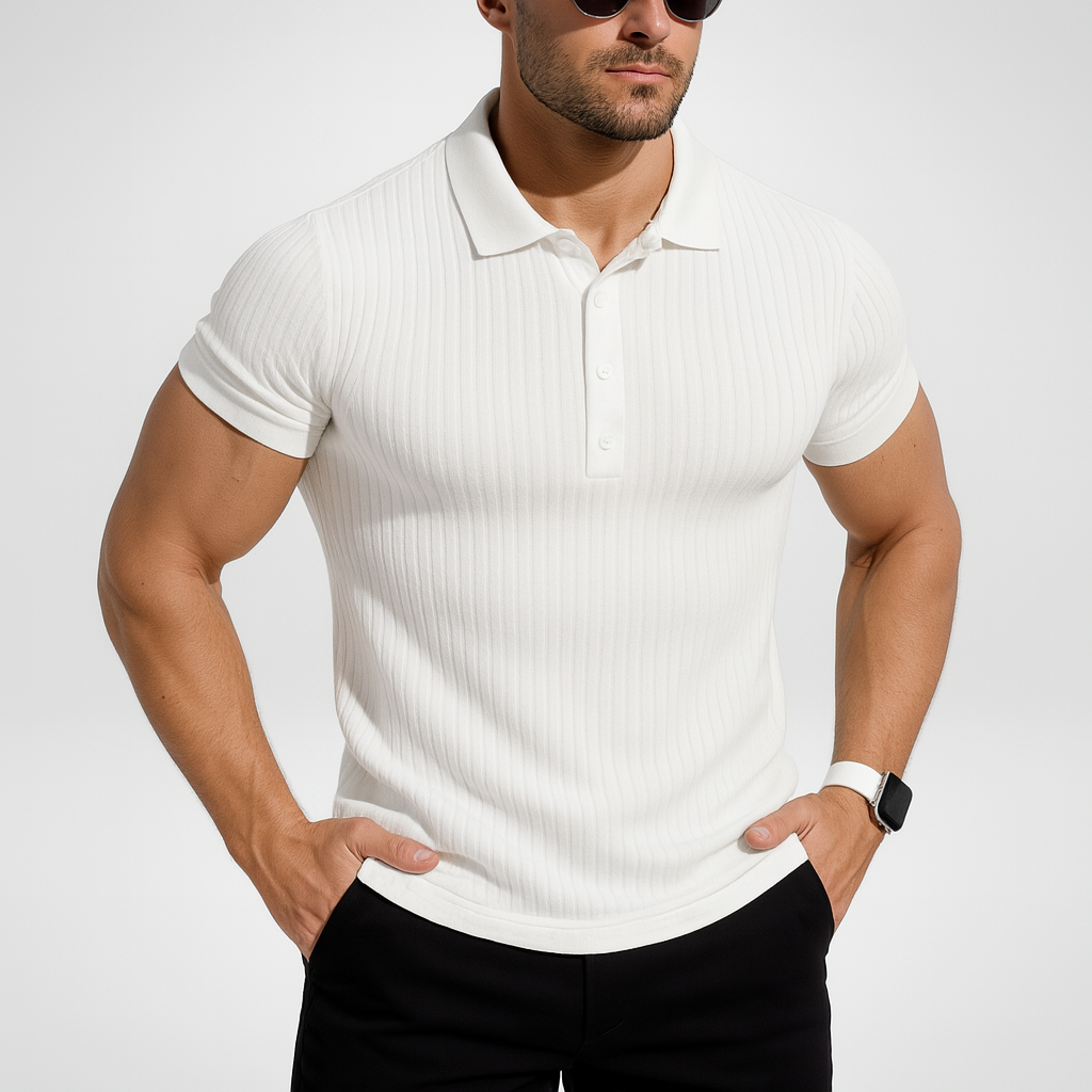 Geribbelde Zomer Polo – Ademend - Slim-fit