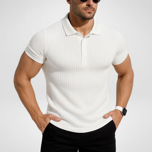 Geribbelde Zomer Polo – Ademend - Slim-fit