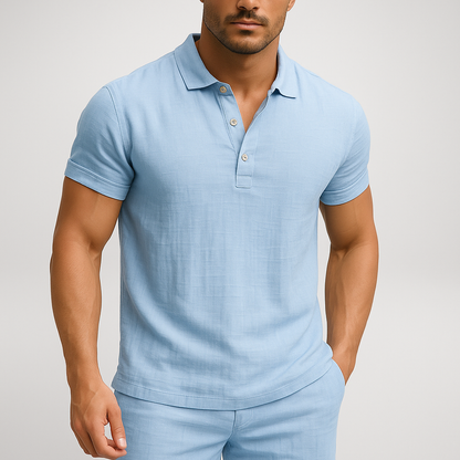 Linnenlook Polo – Casual - Korte Mouwen
