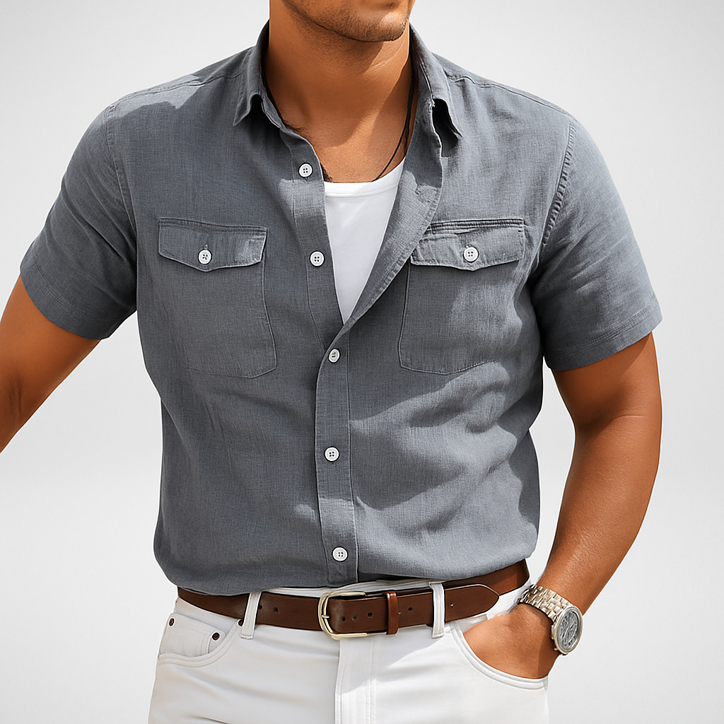 Roem Herenmode's Heren Luchtig Overhemd Heren - Zomer - Korte Mouwen